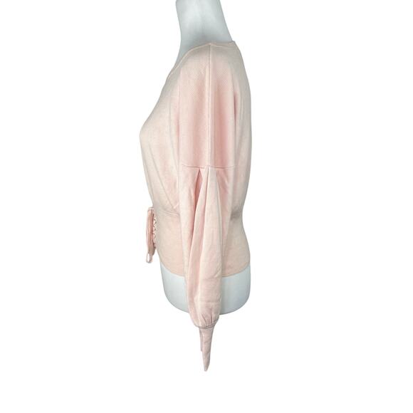 Express Lace-up Corset Puff Sleeve Pink Sweater - Picture 2 of 6